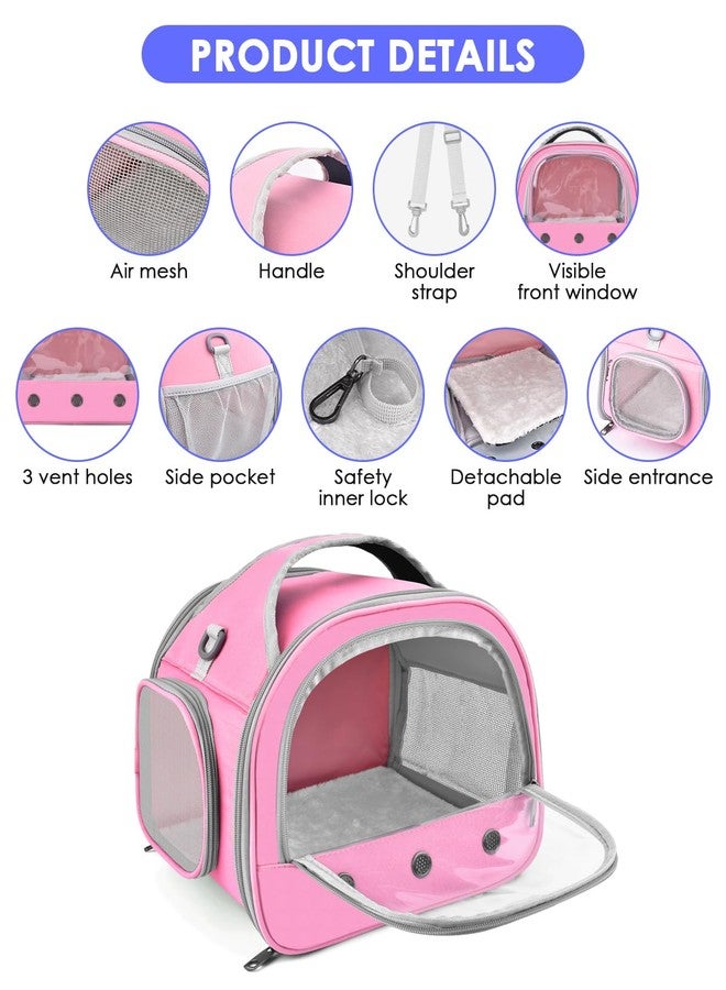 Bissap Guinea Pig Carrier Bag, Portable Small Animal Carrier Pouch for Hamster Chinchilla Bunny Hedgehog Lizard Bearded Dragon Bird Outgoing Reptile Travel Carrying Case - Pink - Image 2
